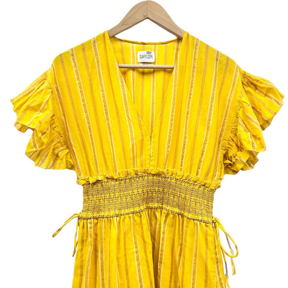 SAYLOR Adrianne Ruffle-Sleeve V-Neck Gauze Mini Dress Spring/Summer size small - Picture 3 of 9